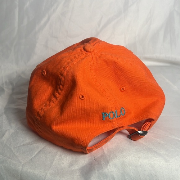 Polo Ralph Lauren Orange w/Blue Signature Polo Horse Logo - Cotton Chino Cap - Picture 4 of 7